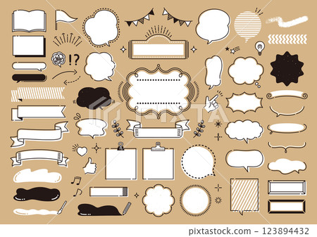 Pop handwritten style speech bubble set Pop handwritten style speech bubble set 123894432