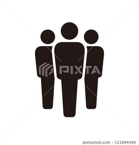 Three people pictogram icon Three people pictogram icon 123894498
