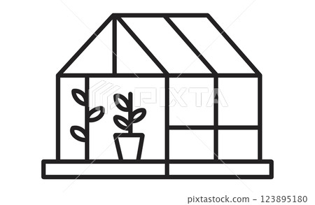 塑膠溫室線圖示簡單溫室插圖 123895180