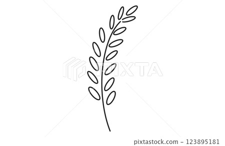 Rice ear line drawing icon Simple rice illustration 123895181