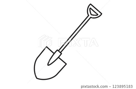 Excavator line icon Simple gardening and construction tool illustration 123895183