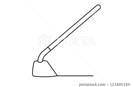 Hoe line drawing icon Simple illustration of farming and gardening tools Hoe line drawing icon Simple illustration of farming and gardening tools 123895184
