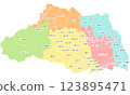 Map_Saitama Prefecture border with colored text Map_Saitama Prefecture border with colored text 123895471