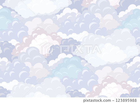 Vector texture with cartoon thunderclouds. Texture of stormy sky. Dense background with clouds 123895988