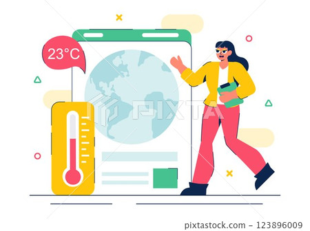 Meteorologist Vector Illustration featuring a Weather Forecaster Analyzing Atmospheric Precipitation Maps and Weather Patterns in a Flat Background Meteorologist Vector Illustration featuring a Weather Forecaster Analyzing Atmospheric Precipitation Maps and Weather Patterns in a Flat Background 123896009