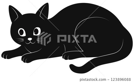Cute black cartoon cat illustration, charming and fun, ideal for animal art lovers Cute black cartoon cat illustration, charming and fun, ideal for animal art lovers 123896088