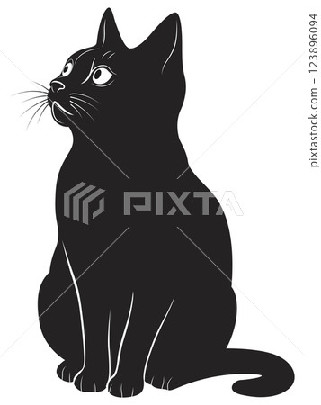 An Elegant and Stylish Black Cat Silhouette Perfect for Artistic Displays and Designs 123896094