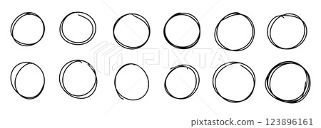 Hand drawn cartoon circle line vector illustration doodle sketch style for concept design. Hand drawn cartoon circle line vector illustration doodle sketch style for concept design. 123896161