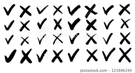 set of hand drawn check marks. checklist marks icon. doodle vector illustration. set of hand drawn check marks. checklist marks icon. doodle vector illustration. 123896194