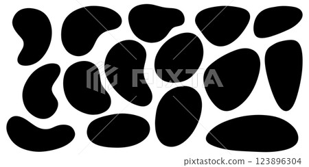 Organic blob, blot. Random blob organic geometric round pattern isolated on white background. Random blotch, inkblot. vector illustration. 123896304