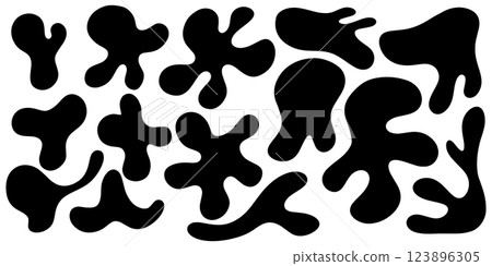 Organic blob, blot. Random blob organic geometric round pattern isolated on white background. Random blotch, inkblot. vector illustration. Organic blob, blot. Random blob organic geometric round pattern isolated on white background. Random blotch, inkblot. vector illustration. 123896305