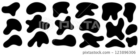 Organic blob, blot. Random blob organic geometric round pattern isolated on white background. Random blotch, inkblot. vector illustration. 123896306