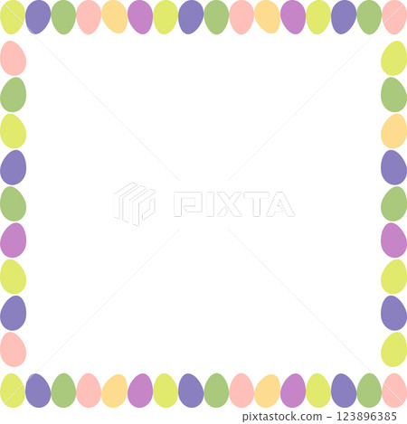 Easter eggs border frames with space for text. Border with decorated eggs on white background 123896385