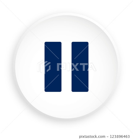 Music pause symbol. Media player music track stop button icon in neomorphism style for mobile app. Button for mobile application or web. Vector on white background 123896463