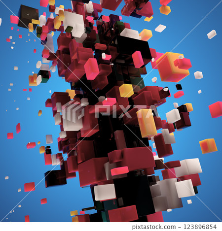 Vibrant Abstract Cubes: A Dynamic Fusion of Color and Form 123896854