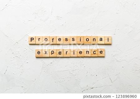 professional experience word written on wood block. professional experience text on cement table for your desing, concept 123896960