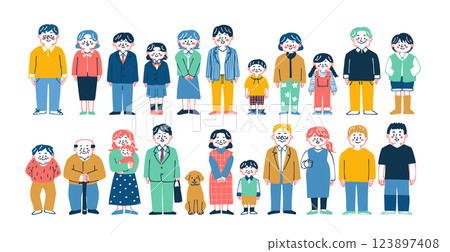 各種人物的手繪全身插圖 123897408