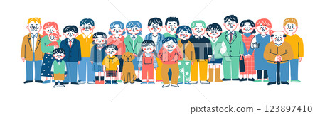 許多人排隊的手繪插圖 123897410