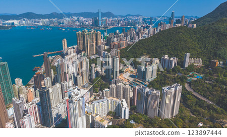 Feb 9 2025 View of Hong Kong Skyline With Skyscrapers 123897444