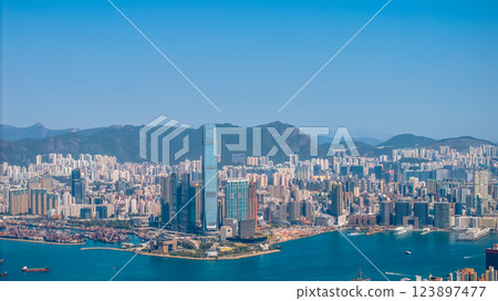 Feb 9 2025 View of Modern Hong Kong Skyline and Waterfront Feb 9 2025 View of Modern Hong Kong Skyline and Waterfront 123897477