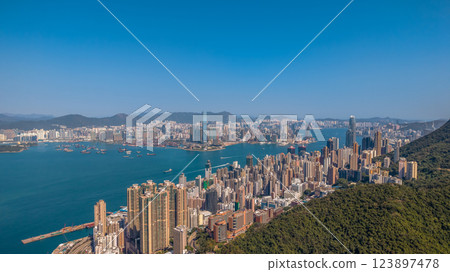 Feb 9 2025 Panoramic View of Hong Kong Skyline and Victoria Harbour 123897478
