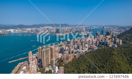 Feb 9 2025 Panoramic View of Hong Kong Skyline and Victoria Harbour Feb 9 2025 Panoramic View of Hong Kong Skyline and Victoria Harbour 123897486