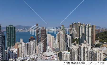 Feb 9 2025 Panoramic View of Hong Kong Skyline and Victoria Harbour Feb 9 2025 Panoramic View of Hong Kong Skyline and Victoria Harbour 123897491