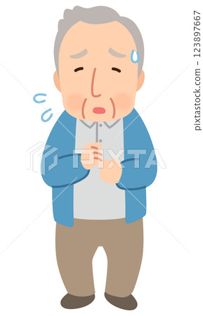 Anxious senior man, facial expression pose, elderly, late elderly 123897667