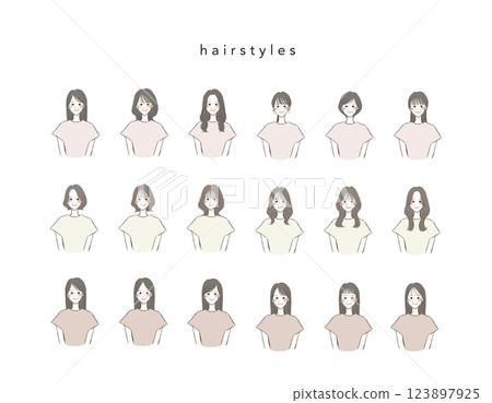 各種女性髮型 各種女性髮型 123897925
