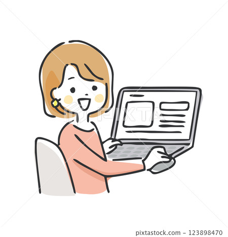 女人操作一台個人計算機 123898470