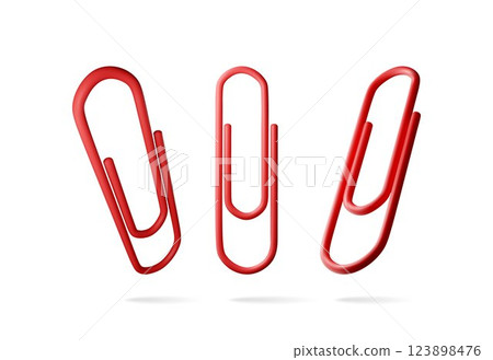 3D set of red paper clips isolated on white 3D set of red paper clips isolated on white 123898476