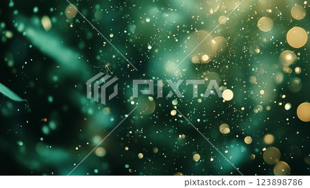 Emerald Green Bokeh Background Sparkling Lights and Dust Motes Abstract Texture 123898786
