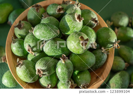 Feijoa green fruit. Feijoa green fruit. 123899104