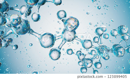 Molecular Dance: Clusters of Water in a Fluid Blue Landscape 123899405