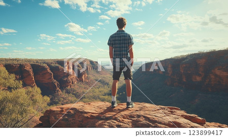 Adventurer with a great view Adventurer with a great view 123899417