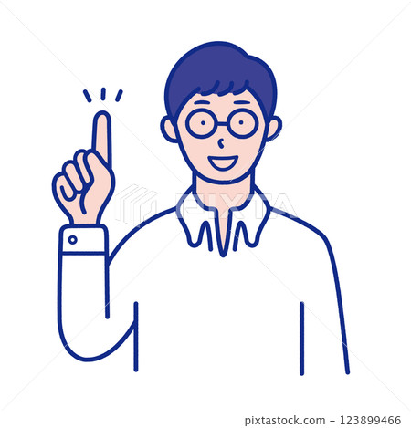 Illustration of a man's upper body pointing Illustration of a man's upper body pointing 123899466