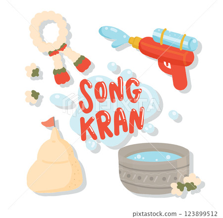 Song Kran set elelments vector illustration Song Kran set elelments vector illustration 123899512