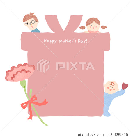 Mother's Day card with carnation frame and family 123899846
