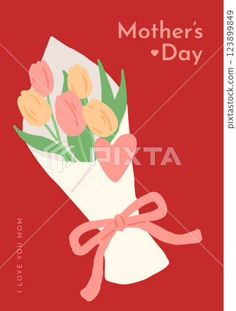 Mother's Day hand drawn tulips poster Mother's Day hand drawn tulips poster 123899849