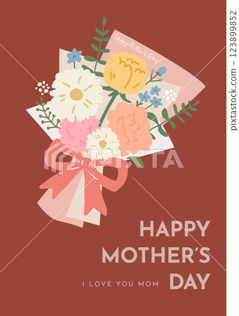 Mother's Day hand drawn bouquet poster 123899852