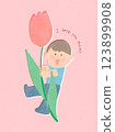 Little boy gives his mother a tulip on Mother's Day 123899908