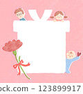 Mother's Day card with carnation frame and family 123899917