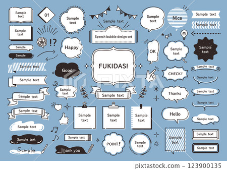 Pop handwritten style speech bubble set Pop handwritten style speech bubble set 123900135