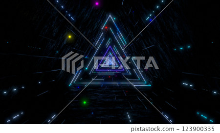 VJ Tunnel Triangle Warp Cyber Neon Blue [Alternate Version Available] 123900335