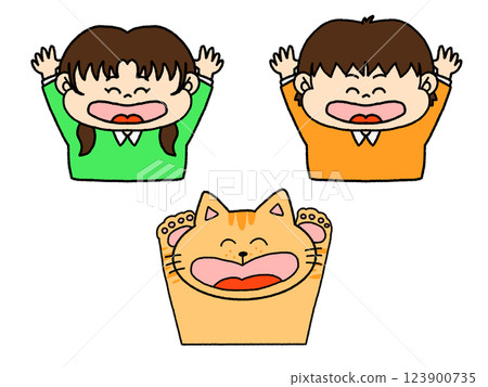 快樂的孩子和貓插圖集 快樂的孩子和貓插圖集 123900735