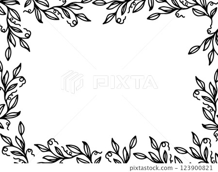 Floral vine leaves wreath. hand drawn greenery elements for card or invitations 123900821