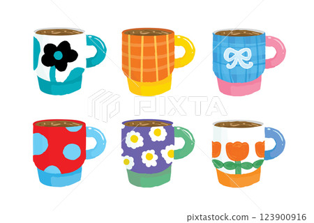 Vector Illustration of Colorful Coffee Mugs Vector Illustration of Colorful Coffee Mugs 123900916