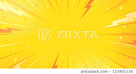 Halftone Pop Art Style Star Explosion Pattern Cartoon Background, Vintage Tone Light Effect Vector illustration wow banner with gradient design 123901138