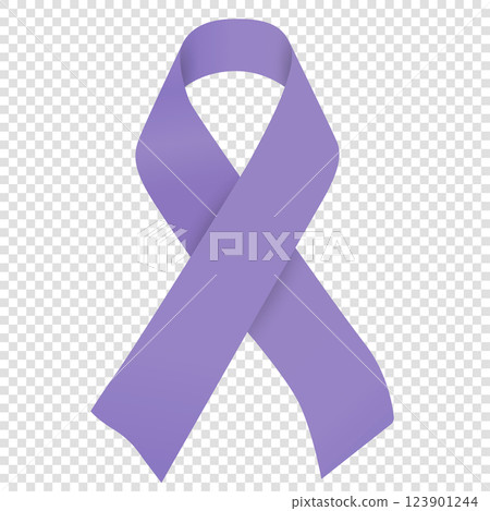Vector awareness ribbon symbol isolated of all types of cancer. Lavender color 123901244