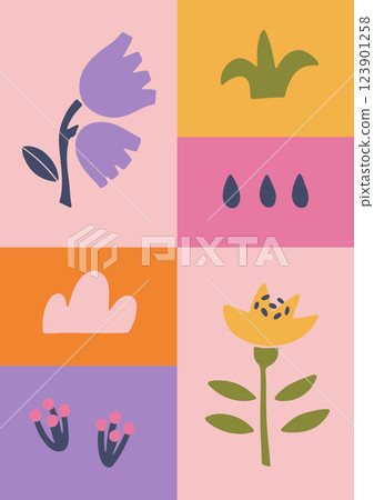 Abstract floral vector poster. Modern flower art Abstract floral vector poster. Modern flower art 123901258